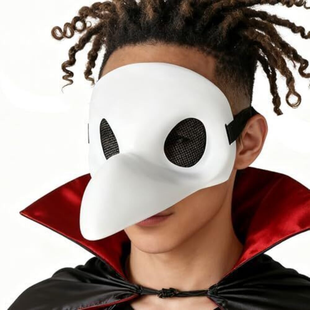 4355 Plague Doctor Bird Mask White Long Beak Mask Halloween Masquerade